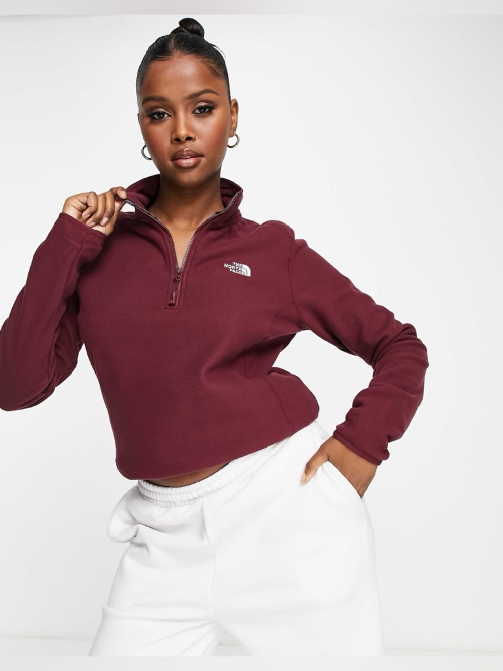 The North Face Women's Maroon Quarter-Zip Fleece Pullover